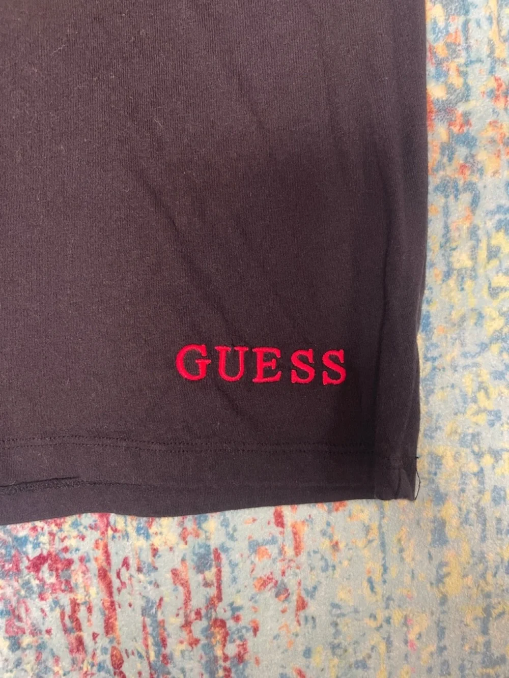 GUESS Black Tee with Red Rose Allover Print - Picture 5 of 8